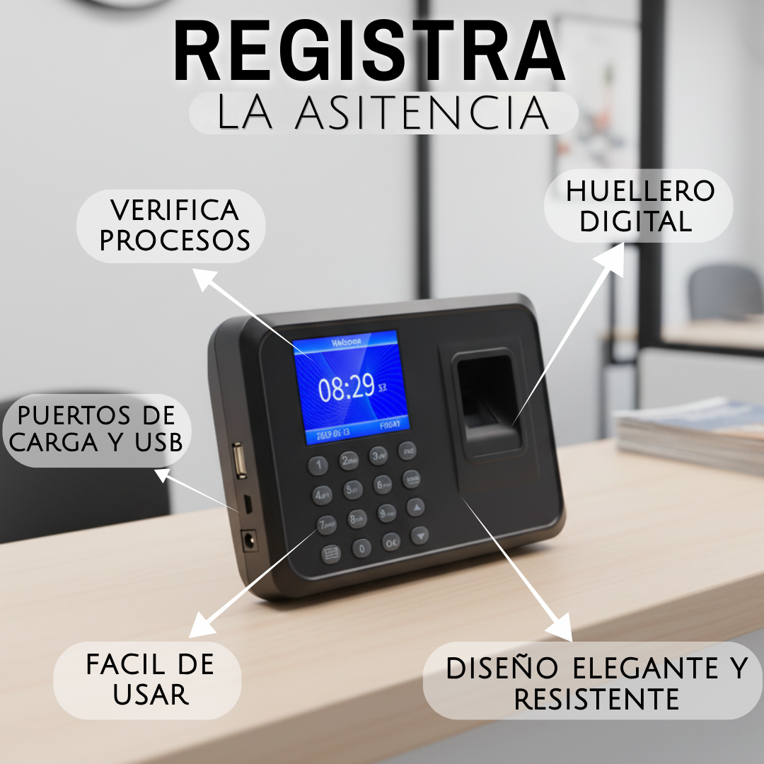 Control Acceso Huellero Asistencia Empleados Huella Negro (HUE0100)