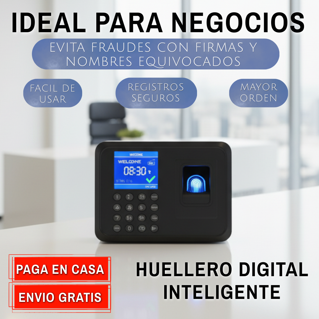 Control Acceso Huellero Asistencia Empleados Huella Negro (HUE0100)