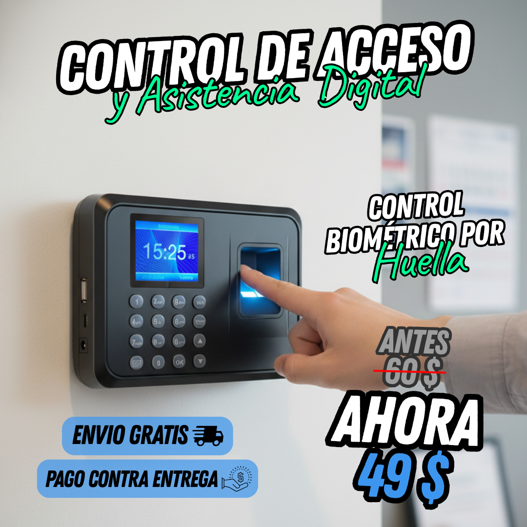 Control Acceso Huellero Asistencia Empleados Huella Negro (HUE0100)