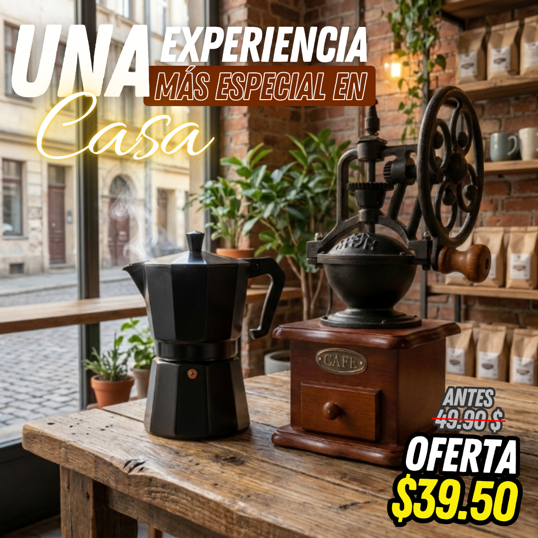 Combo Molinillo + Cafetera Italiana Premium (MLC2100)