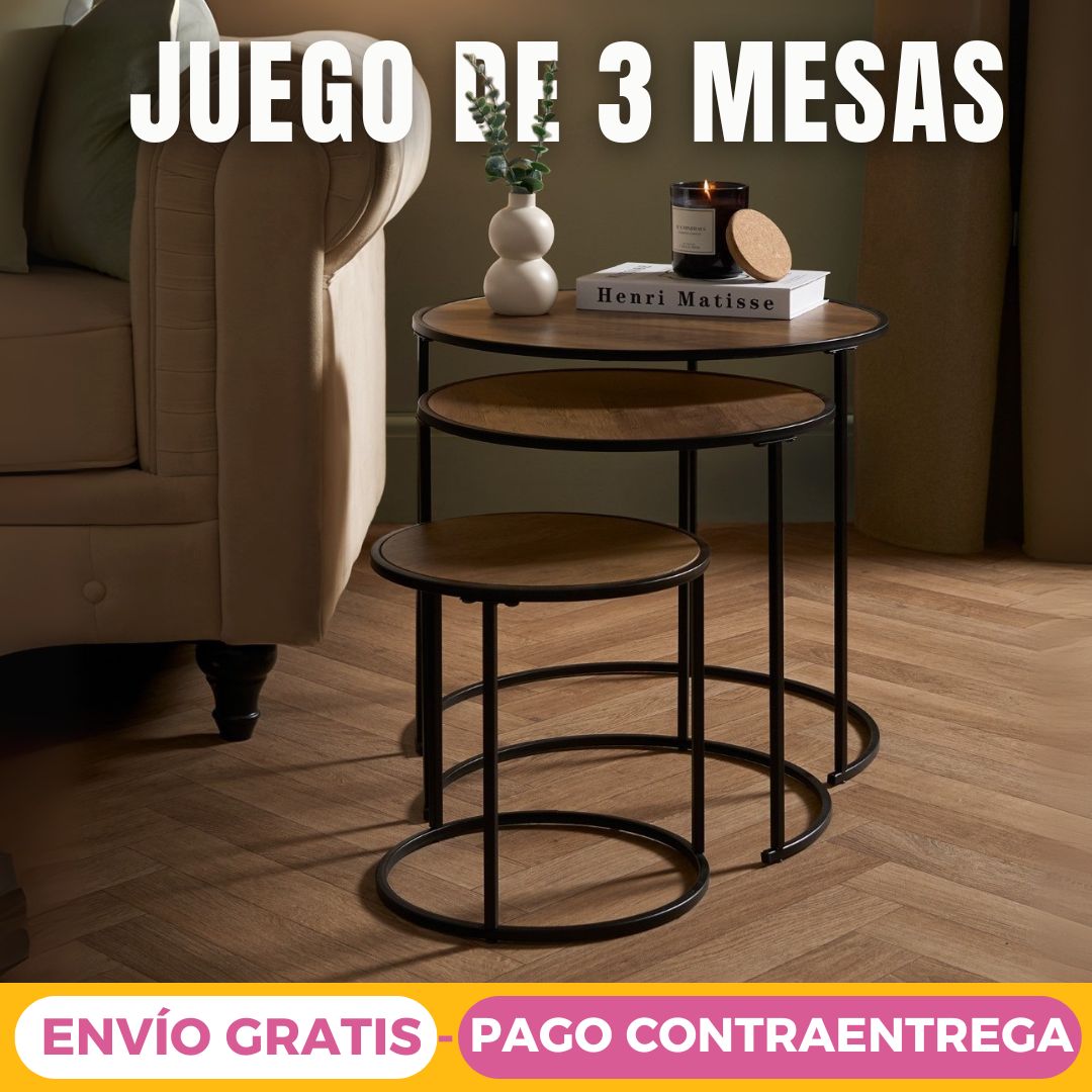 Juego de 3 Mesas de Centro de Madera TT (MCE0215)
