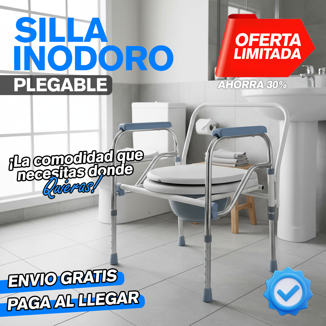 Silla Inodoro Plegable con Posa Manos