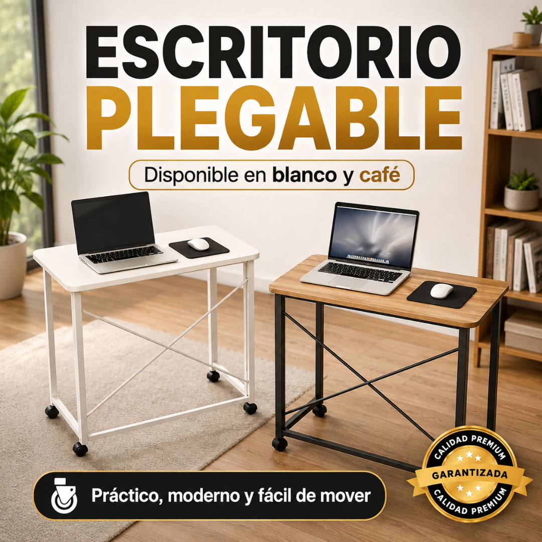 Escritorio Móvil Plegable Madera & Metal PREMIUM