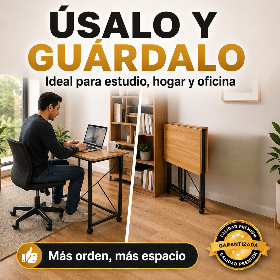 Escritorio Móvil Plegable Madera & Metal PREMIUM