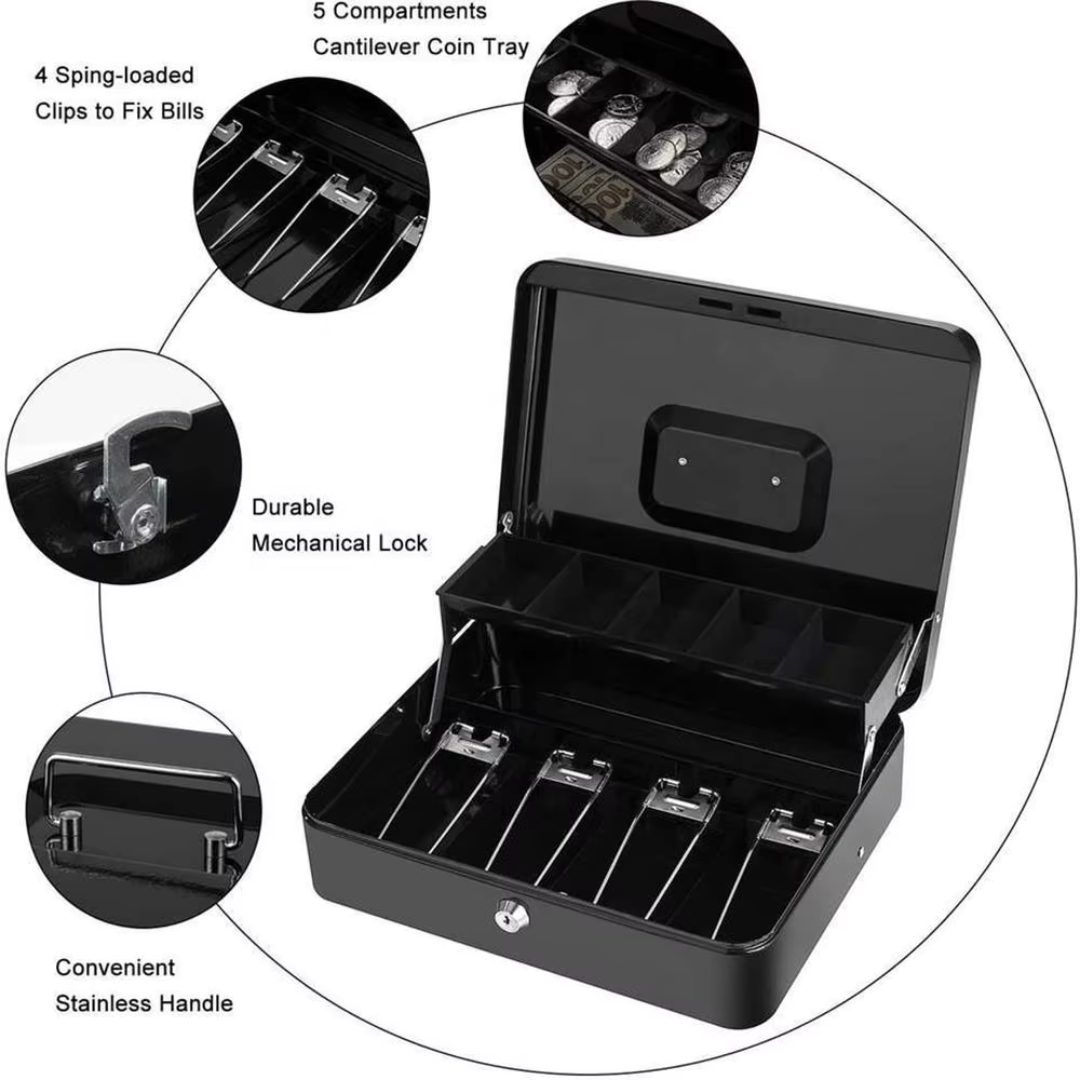Caja de almacenamiento de efectivo con cerradura