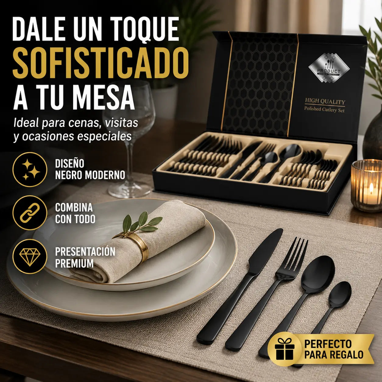 Set de Cubiertos 24 Piezas Acero Inoxidable