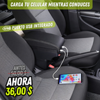 Apoyabrazos para Carro con USB y Espacio Extra