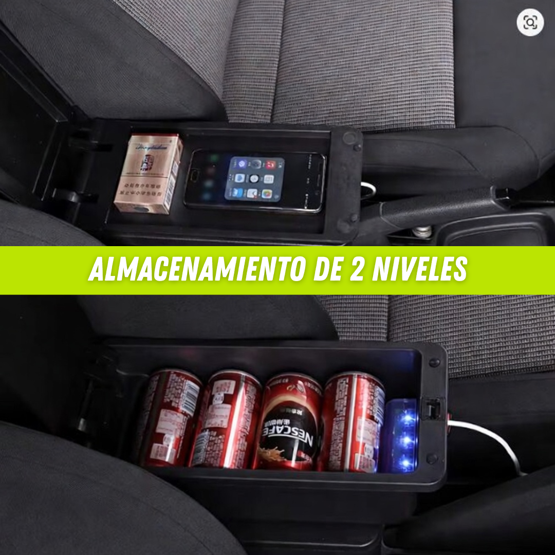 Apoyabrazos para Carro con USB y Espacio Extra