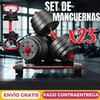 Pesas Mancuerna 20kg Set Convertible A Barra Y Pesa Rusa SDI0200