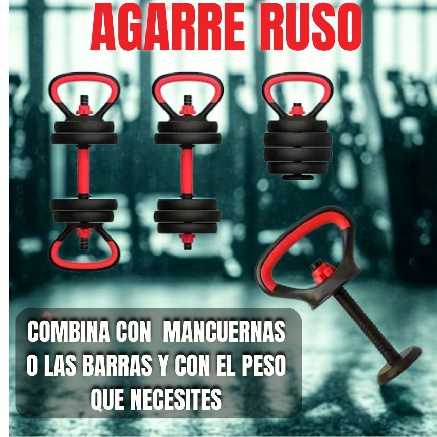Pesas Mancuerna 20kg Set Convertible A Barra Y Pesa Rusa SDI0200
