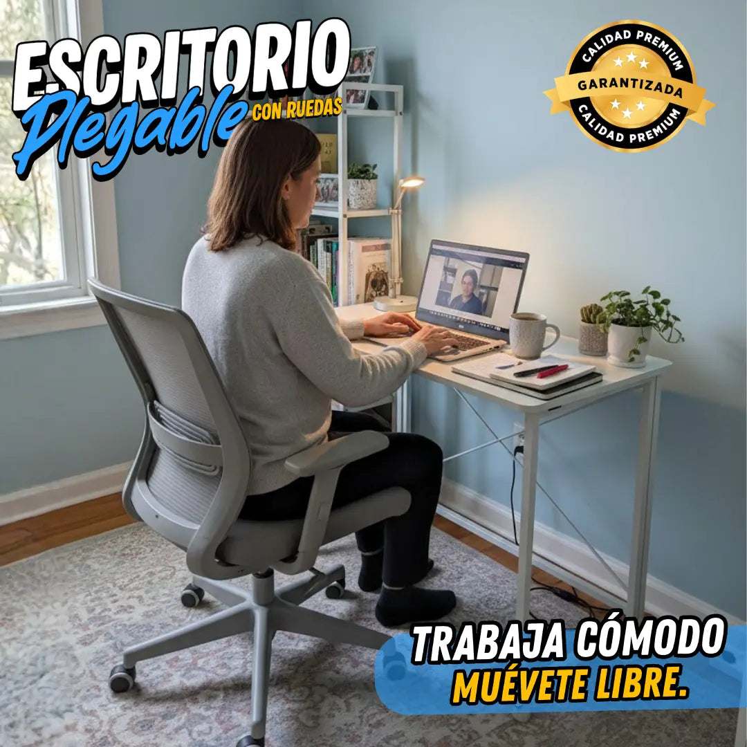 Escritorio Móvil Plegable Madera & Metal PREMIUM