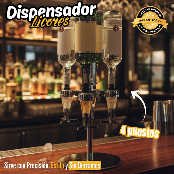 Dispensador de Licores Premium 4 Puestos con Dosificación Precisa (SBE0100)