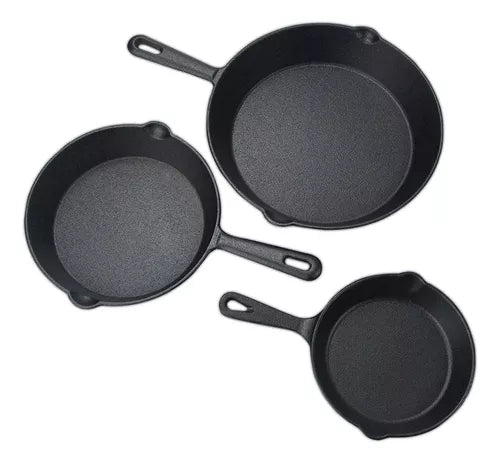 Juego De Sartenes, Hierro Fundido, X 3 Piezas SRT3105
