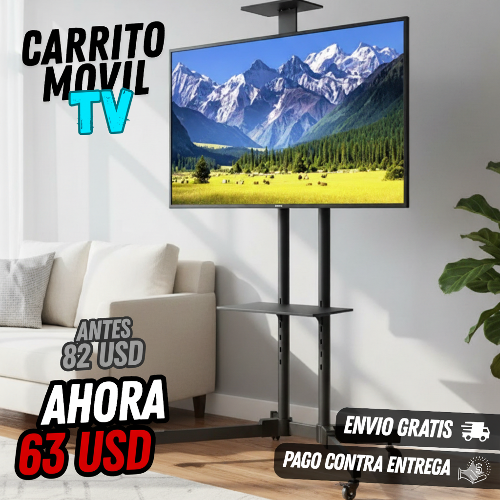 Carrito de TV móvil LED para TV de 32-70 pulgadas.