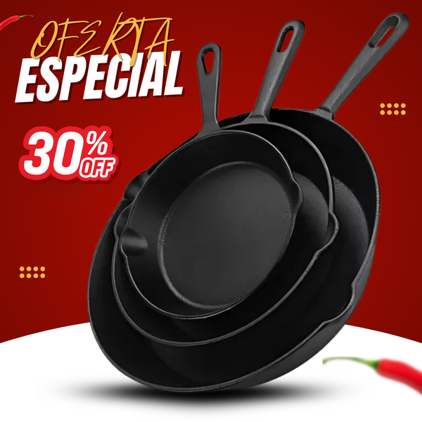 Juego De Sartenes, Hierro Fundido, X 3 Piezasᵀ SRT3105