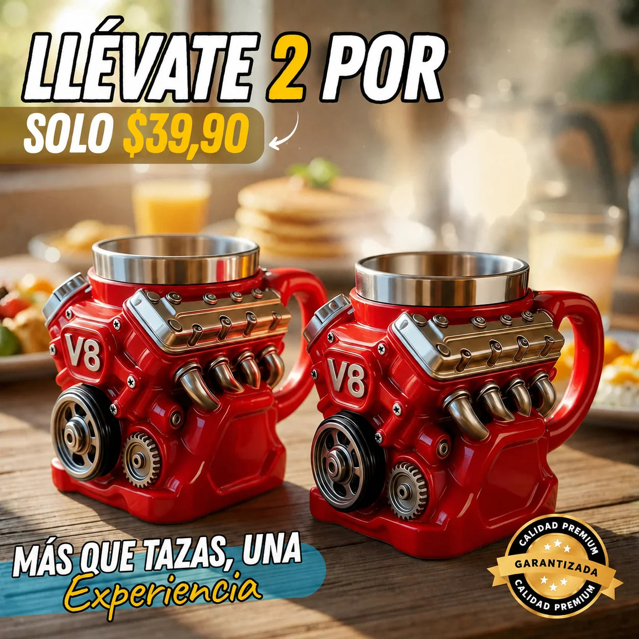 Taza de Café con Diseño de Motor V8 X2 Unidades