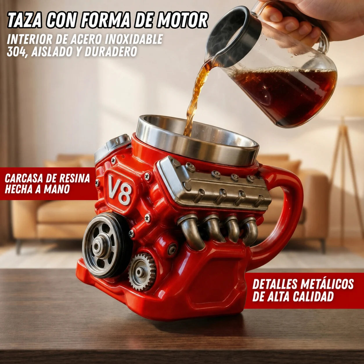 Taza de Café con Diseño de Motor V8 X2 Unidades