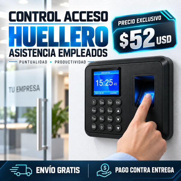 Control Acceso Huellero Asistencia Empleados Huella Negro (HUE0100)